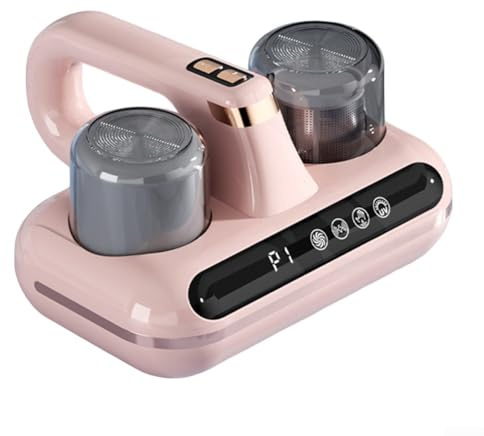 Aspirapolvere portatile con luce UV per la rimozione della polvere da materassi, cuscini, vestiti, senza fili, convenienza e potente aspirazione (rosa)