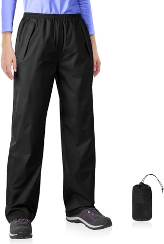 Mayoii Womens Waterproof Trousers Lightweight, Breathable Waterproof Trousers Women with Adjustable Waist,Hiking Trousers Women (UK, Alpha, L, Regular, Regular, Standard, Black)