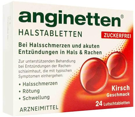 ANGINETTEN Halstabletten zuckerfrei Kirsche 24 St