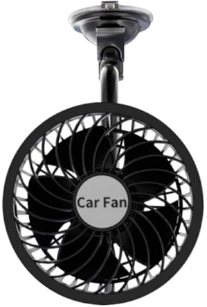 Suction Cup Car Fans, Adjustable Cooling Fan Vehicles, 14.5/9.1/16.6 Inches, Suctions Mount, Rechargeable Auto Air Circulation for Vehicle and Interior Cooling, Black