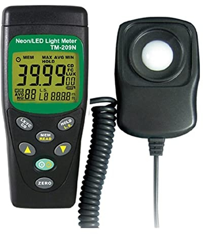 Light Meter, Spectrometer/Illuminance Handheld Ambient Thermometer Up to 300,000 Lux Light Meter for Plants, Crops Natural Light Monitoring