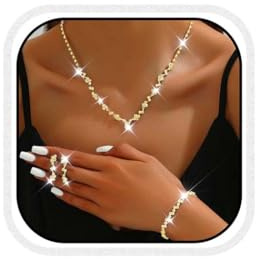 Reaky Brautschmuck-Set, silberne Strass-Halskette, 3-teilig, Brautschmuck-Halsketten für die Hochzeit