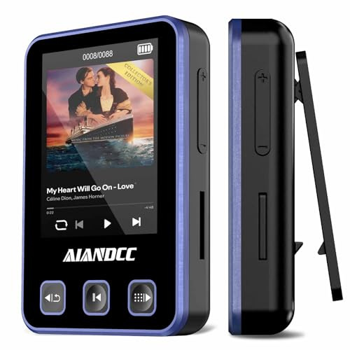 Mp3 Players with Bluetooth 5.3, 32GB Mp3 Player With Sports Clip and Armband, 1.77-inch TFT Color Screen, HiFi Sound Music Player, Earphones Included, TF Card Can be Inserted, Purple