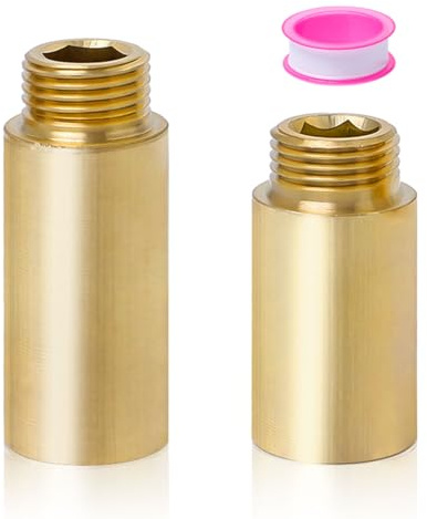 Sixfolo 2 Piezas Extensión de Grifo 1/2 Pulgada de 40mm y 50mm | Prolongación Grifo Latón Racor,Prolongación de grifo Tubo de Extensión Latón para Instalación Calefacción y Agua Potable