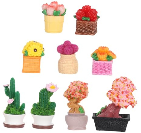 Milisten 9pezzi Miniature di Cactus in Resina Piccole Piante Bonsai Artificiali Verdi Ornamenti per Case delle Bambole Modelli di Succulente in Miniatura per Micro Paesaggi Piante in Vaso S