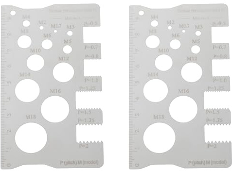 VGOL Lot de 2 jauges de pas de vis en acier inoxydable de 100 mm pour mesurer la taille du filetage des boulons, écrous