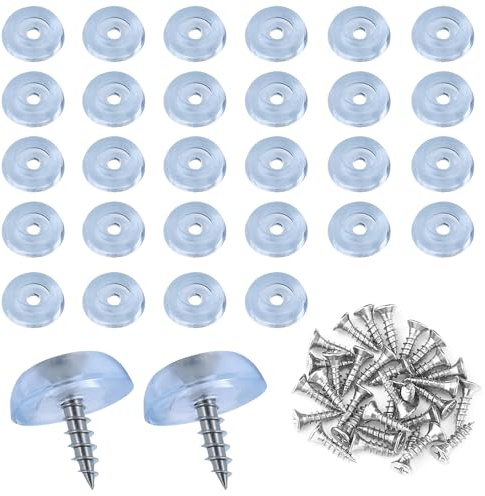 Set di 32 piedini per tagliere rotondi in gomma, 1,6 x 1,5 cm, piedini in gomma trasparente a vite per sedie, mobili, elettronica, elettrodomestici da cucina