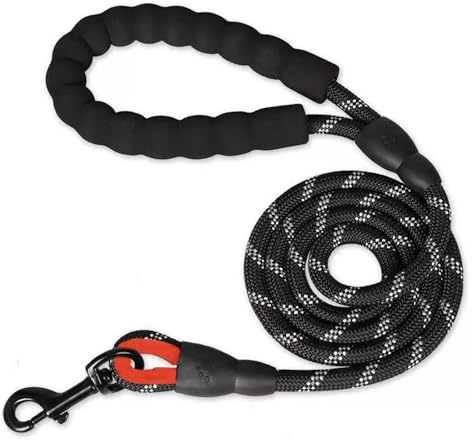 ZXTGBQ Correa Retriever para Perros, Correa de Perro de Fuerte con Mango Acolchado Suave y Nylon/Hilos Reflectantes para Cachorro, Pequeños, Medianos 1.5 m x 1.0 cm, Negr