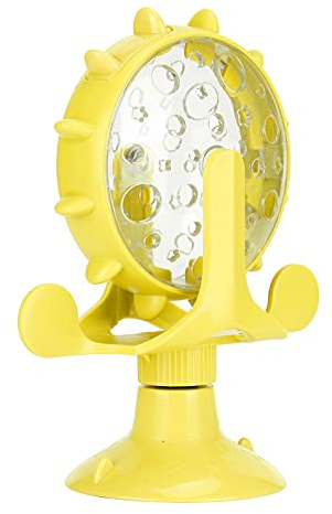 Yctze Moulin à Vent Interactif en ABS pour Chat, avec Fuite de Nourriture et Rotation à 360 °, Entraînement éducatif Multicolore Amusant pour Chats (Yellow)