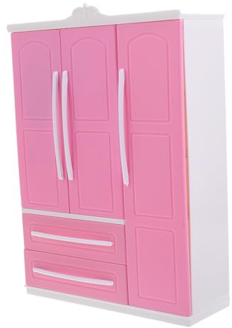 LALADEFIEE Miniatur Puppenkleiderschrank aus Holz mit Organizer Funktion 30cm Großer Kleiderschrank für Puppenhaus und Spielzeit Zubehör für Jungen und Mädchen
