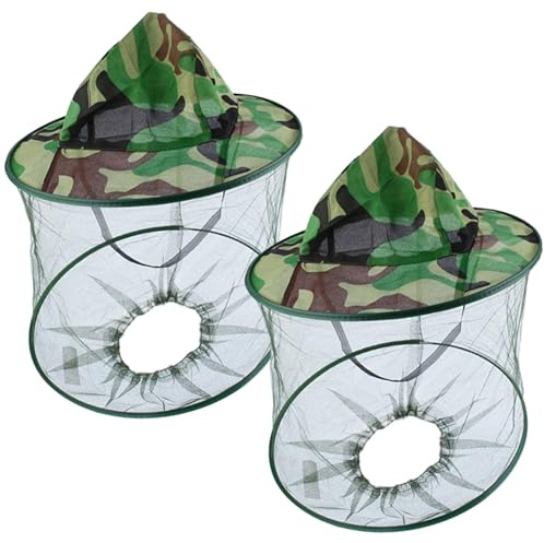 Faroby Chapeau d'apiculteur, Chapeau de moustiquaire à Large Bord 2 pièces, Casquette Solaire de Camouflage avec moustiquaire pour la pêche en Plein air et l'apiculture