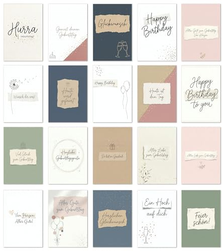 Edition Seidel Set 20 Geburtstagskarten mit Umschlag. Glückwunschkarte Geburtstagskarte Grusskarte Karte Geburtstag Spruch Sprüche Mann Frau Kinder (SW026)