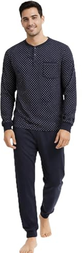 Intimitaly Vanuè - Pigiama Uomo Cotone Lungo 100%, Maglia Maniche Lunghe e Pantalone, Leggero e Traspirante, Primavera Estate (IT, Testo, XXL, Regular, Regular, Vs1200 VAR-2)