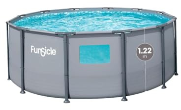 FUNSICLE Piscine Tubulaire Ronde à hublot Ø 3,66m x h1,22m | PVC, renforcé, durable, stable, usage jardin et piscine, extérieur, qualité professionnelle, finition soignée