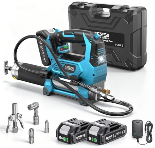 Seesii 12.000 PSI Engrasadora Batería con 2 Baterías, 3 Velocidades