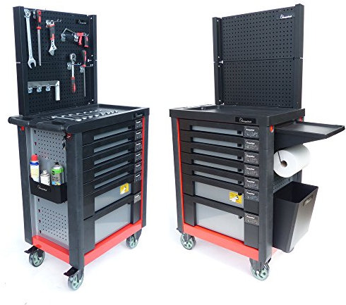 KnappWulf Werkzeugwagen Werkstattwagen inkl. Werkzeug Rückwand Mülltonne Papierrollenhalter