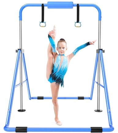 Safly Fun Gymnastics Bar for Kids Height Adjustable Horizontal Kip Bar Folding Gymnastics Junior Training Bar for Home Using