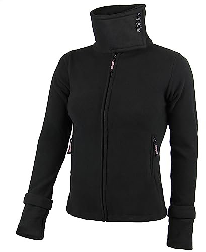 ALPIDEX Giacca Donna Pile Calda Morbido Full Zip Coletto Alto Antivento Felpa Outdoor Caldissima Invernale Termica Cerniera, Taglia:S, Colore:black