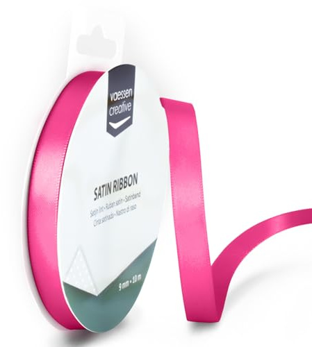 Vaessen Creative Satinband, Rosa, 3 mm x 100 m Doppelsatinband, Schleifenband, Dekoband, Geschenkband, Stoffband für Hochzeit, Taufe und Geburtstagsgeschenke