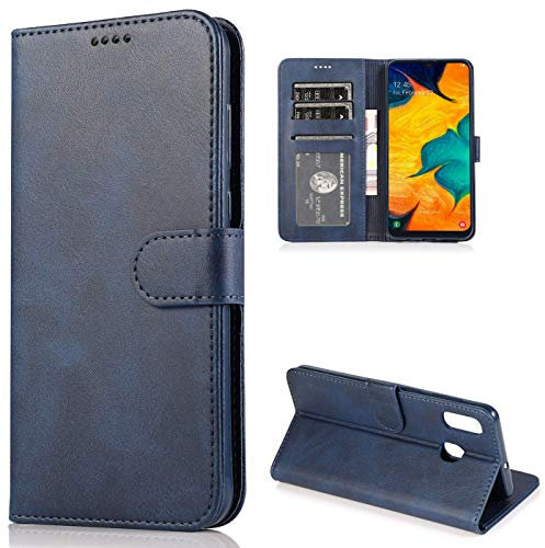 CTIUYA Schutzhülle für Samsung Galaxy A20E, Hülle Handyhülle Leder Klapphülle Handytasche Flip Brieftasche Schutzhülle Magnet Wallet Case Tasche Lederhülle für Samsung Galaxy A20E,Dunkelblau