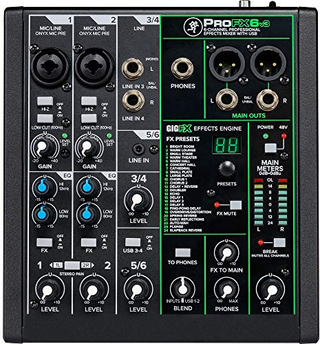 Mackie ProFX6v3 6-channel Mixer with USB and Effects