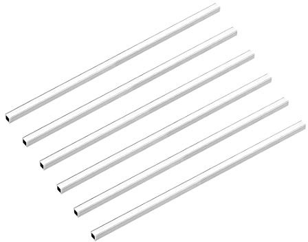 sourcing map 6 Stück Alu Vierkantrohr 6x6mm Alu Rechteckrohr Aluminium Profil Rohre 1mm Wandstärke Alurohr Quadratrohr Aluminium Gerade Rohr 200mm Länge 6063 Aluminiumrohre Aluprofil Rohr