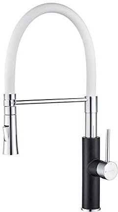 Ibergrif Robinet Cuisine Mitigeur Cuisine Laiton, Tuyau Silicone 360° Rotatif Flexible, 2 Modes Jet/Vaporisateur, Eau Chaude Froide, Économie d’Eau, Support Fixe, Installation Simple Monotrou