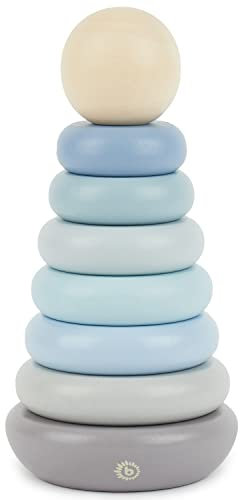 Bieco Stapelturm Baby Holz Steckspiel - 19 cm, Regenbogen Holzspielzeug ab 1 Jahr