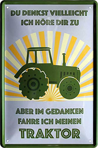 schilderkreis24 – Blechschild Lustiger Traktor Trecker Spruch Deko Metallschild Schild Geschenkidee Weihnachten Geburtstag Bauern Farmer Landwirte Landwirtschaft 20x30 cm (Gedanken)