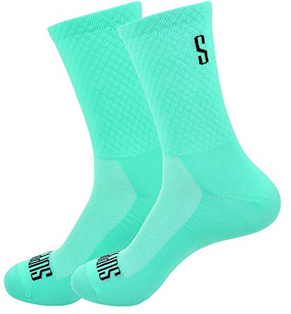 SUPPORT Calcetines de Ciclismo para Hombres tecnología Transpirable Fibra Antideslizante Divertidos Unisex Ciclistas para Senderismo, Caminata, Escalada, Ciclismo, Azure 42-44 EU