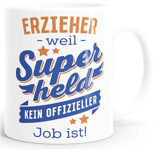 SpecialMe® Tasse à café [Profession] parce que le super-héros n'est pas un travail officiel - Personnalisable avec le nom de petits cadeaux - Tasse en céramique blanche