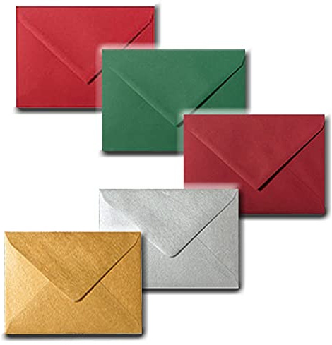 Paper24 Mini Briefumschläge DIN C8 57x81 mm für Blumensträuße, Geldgeschenke oder Adventskalender 25 Umschläge Dark