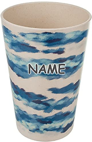 Geschirr Motiv & Artikel wählbar 2 Stück Trinkbecher/Wasserbecher/Malbecher - Design blau - inkl. Name - 400 ml / 0,4 Liter - BPA frei - mit Deckel ..
