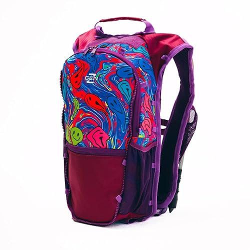 RAVERUNNER® Rave Hydropack – Hydration Backpack Anti Theft Design with 2L Bladder, Chest Pockets, External Refill – Hydration Backpack Festival Anti Theft Rave Pack for EDC, Ultra (Slimey Smile)