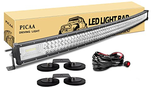 PICAA LED Lichtbalken, 50 Zoll 125 cm 648W 7D Gebogene Lichtleiste 12V