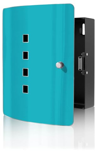 banjado Design Schlüsselkasten aus Edelstahl für 10 Schlüssel - Schlüsselschrank zur Schlüssel Aufbewahrung 24 x 21,5 x 7cm groß mit praktischem Magnetverschluss - Farbe Türkis