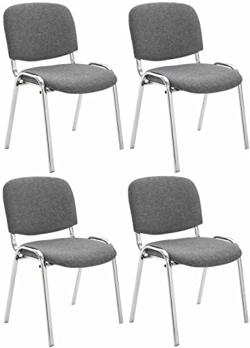 CLP 4er Set Stühle Ken Chrom Stoff I Gepolsterte Sitzfläche Farbe grau