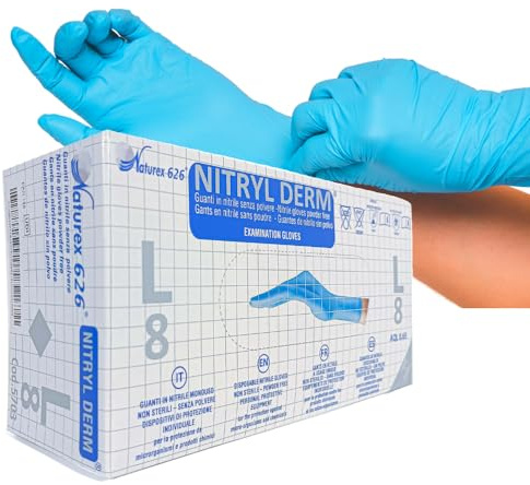 EFFENNE group - Guanti in nitrile Taglia, per Pulizia e Uso Medico, Guanti Monouso, Guanti Nitrile, Guanti Nitrile Resistenti, Guanti Usa e Getta, Guanti Pulizia Casa (L, 100 AZZURRI)