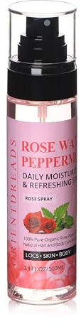 Orientdreads Moisturizing Rose Water and Peppermint Hair Scalp Refresher with Castor Oil for Locs and Dreadlocks - Natural Loc Care and Maintenance (3.4oz)