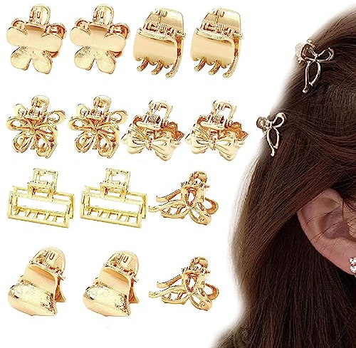 Kireida® 14 Stück kleine Haarklammern für dünnes/mitteldickes Haar, Kleine Haarklammern aus Metall für Frauen und Mädchen, mittelgroße rutschfeste Kurzhaar