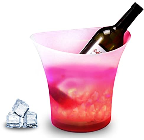 Techomey LED-Eiskübel für Partys, 5 l, beleuchteter Champagner-Eiskübel mit verschiedenen Farbwechseln, für Zuhause, Bar, Outdoor, Bierkübel zum Kühlen von Champagner, Wein, Getränken, 5 Stück