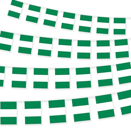 30pcs Nigeria Bunting Nigerian String flag Small Flags Mini flag Decor | Garland Independence Day Republic Day Football Patriotic Festival Party Parade Sports Garden Street Restaurant Indoor Outdoor