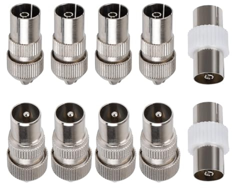 GRVICH 10 PCS TV Aerial Connectors Set,TV Coaxial Cable Connectors | 4 Male, 4 Female, 2 Female-to-Female Couplers - Coaxial Cable Adaptors for RF Cable