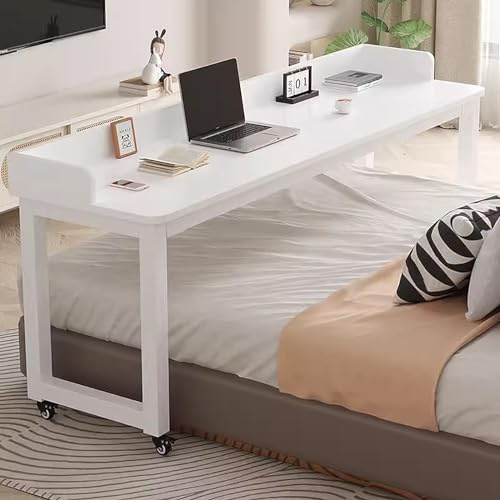 Tavolo Sotto Il Letto, Carrello Sotto Il Letto, Ampia Scrivania da Studio con Portaoggetti, Scrivania ad Angolo, Mobile Studio Porta PC con Ruote e Tastiera Scorrevole per Postazioni da Lavoro