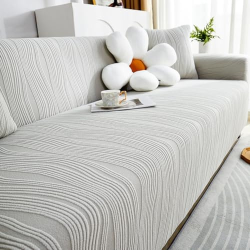 Funda de sofá 1/2/3/4/5 plazas, Fundas de Sofa Ajustables, Funda de sofá gruesa y elegante - Fundas de terciopelo jacquard elástico con reposabrazos para el salón - Antideslizante ( Color : Light Gray