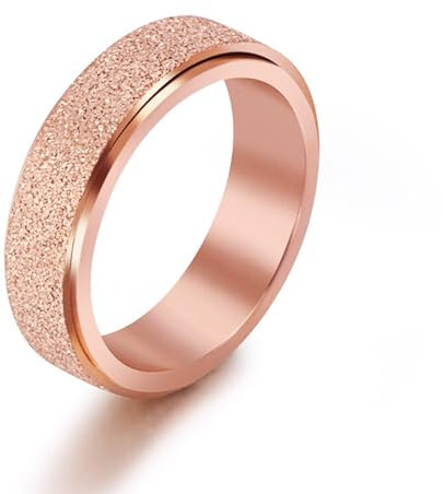 Skcess Edelstahl Ring Herren, Herren Ringe Roségold 5,6 Mm Mattiert Ringe für Herren Männer Größe 54 (17.2)