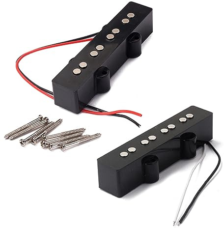 Abaodam 4-saiten Jb Bass Tonabnehmer Satz für E-bass mit Offener Bauweise aus Metall Schwarzes Zubehör mit Schrauben und Federn Geeignet für Jazz Bass Gitarren