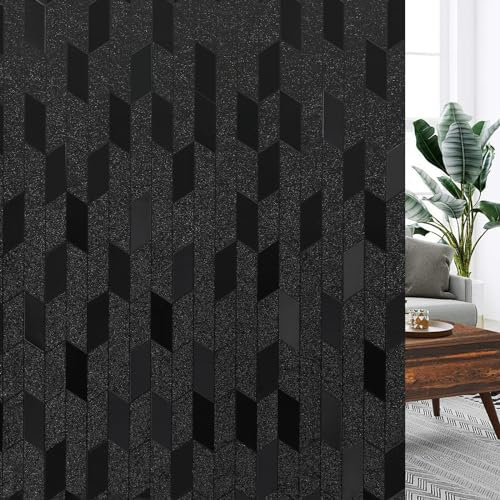 FEOMOS Verdunklungs-Fensterfolie, Sonnenblockierfolie, Wärmeregulierung und statische Haftung, abnehmbares Vinyl, verdunkelt Räume – 44 x 200 cm