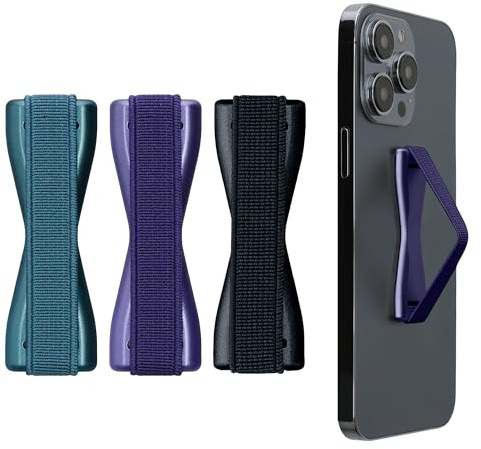 kwmobile Smartphone Fingerhalter 3 Set - Handy Halter Griff Halterung Einhandbedienung - 3X Handyhalter in Metallic Zodiac Blue Metallic Blauviolett Metallic Karibikblau