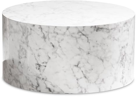 FineBuy Couchtisch MONOBLOC 60x60x30 cm, Design Wohnzimmertisch Rund, Lounge Sofatisch Kaffeetisch Modern Weiß